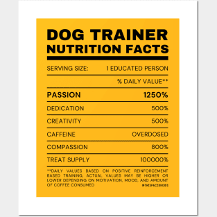 Dog Trainer Nutrition Facts Posters and Art